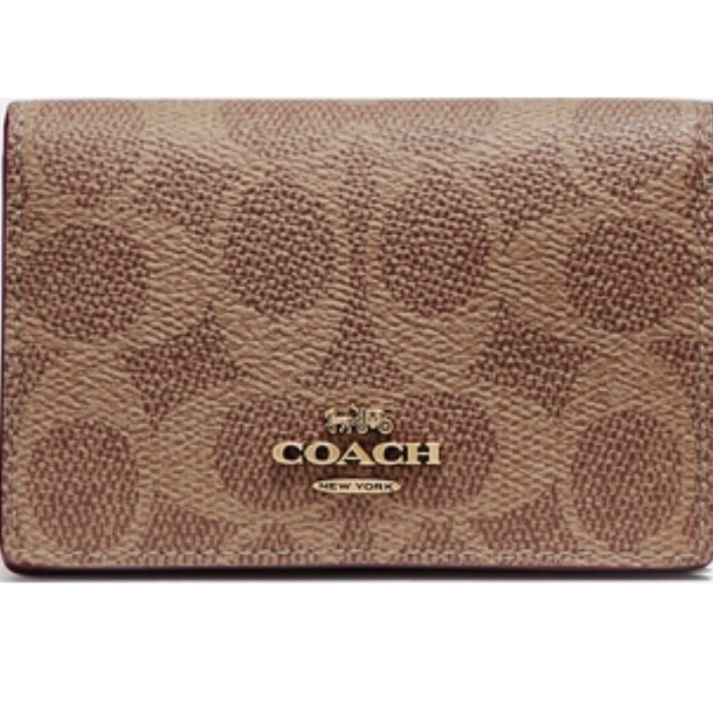 COACH Business Card Case In Signature Canvas